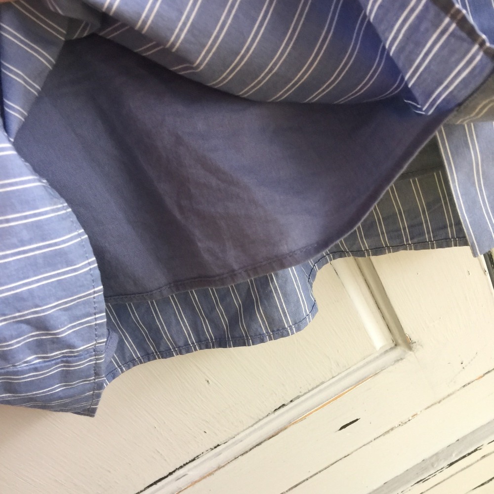 Madewell Bistro Small Mini Skirt Blue / White Stripes Chambray Denim Lined - Picture 8 of 12